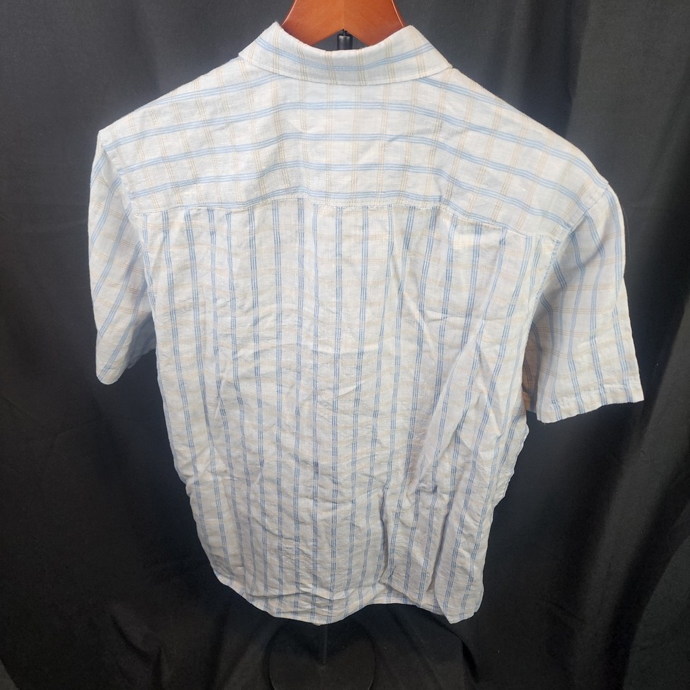 Tommy Bahama Short Sleeve Button‎ Up Island Modern Fit Blue Plaid Size Large - Picture 7 of 7